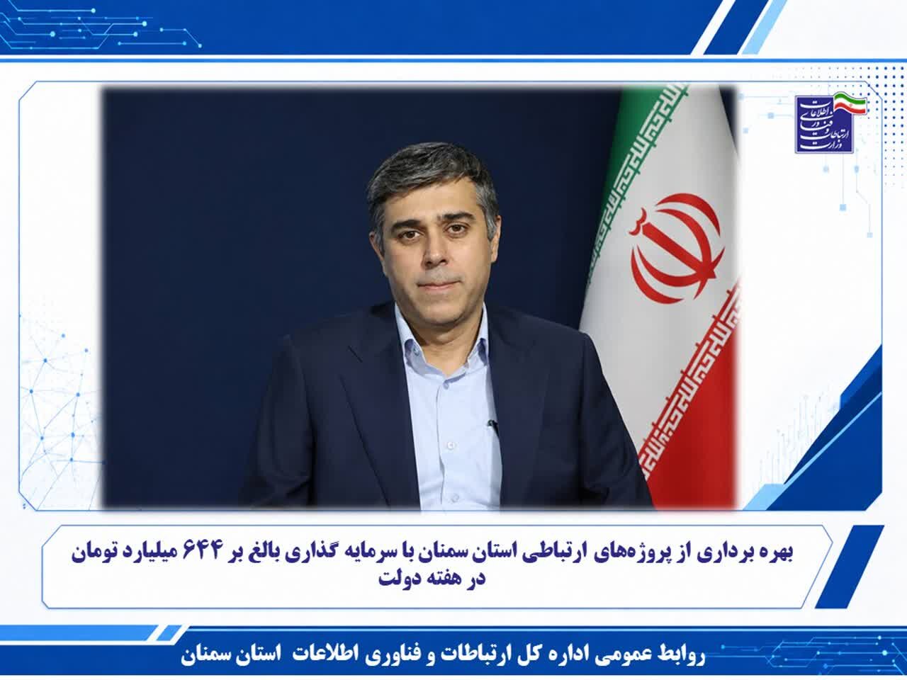 بهره برداری از پروژه‌های ارتباطی استان سمنان با سرمایه گذاری بالغ بر ۶۴۴ میلیارد تومان در هفته دولت
