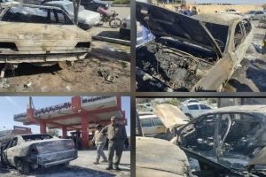 حریق سه خودرو در کرمان